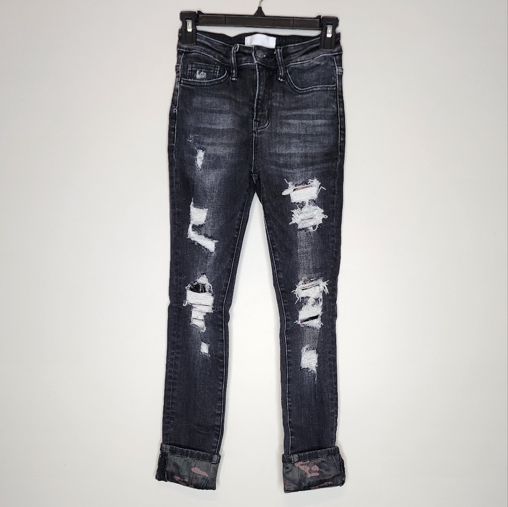 Vervet Blue Camo Patch Skinny Jeans
